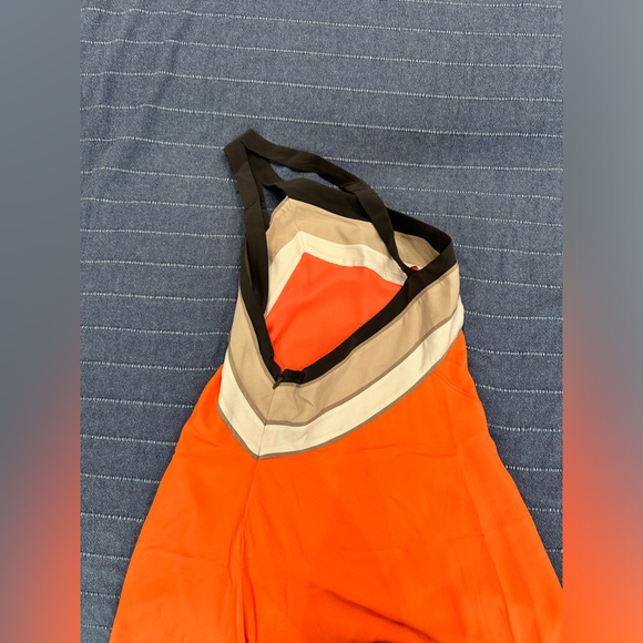 BCBG Runway Orange High-Low Halter Sundress - Picture 3 of 4